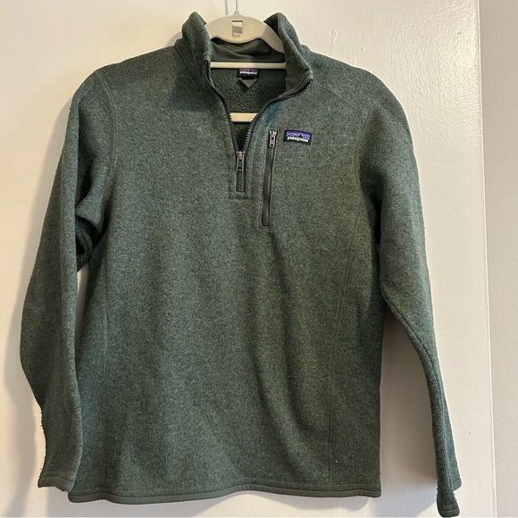 Boys Patagonia dark green better sweater 1/4 zip pullover jacket size 14 XL - Picture 2 of 7